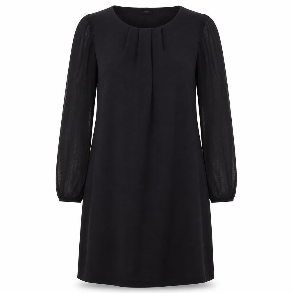 Front view of BHS women’s black polyester a-line, size UK 16, round neck pullover