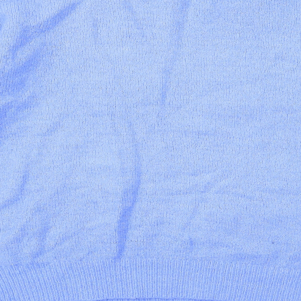 Amara Reya Womens Black Crew Neck Geometric Acrylic Pullover Jumper Size L