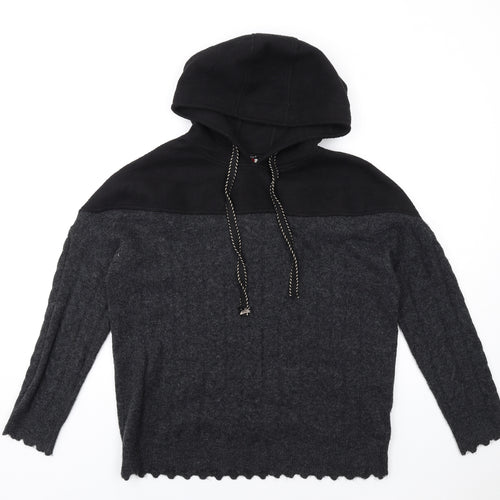 Louise Orop Womens Grey Acrylic Pullover Hoodie Size S Pullover