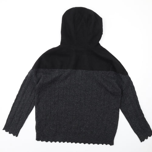 Louise Orop Womens Grey Acrylic Pullover Hoodie Size S Pullover