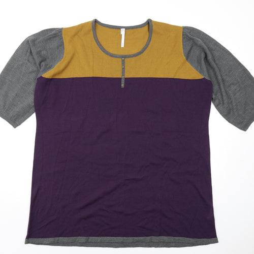 Note Womens Multicoloured Colourblock Acrylic A-Line Size 24 Round Neck Pullover