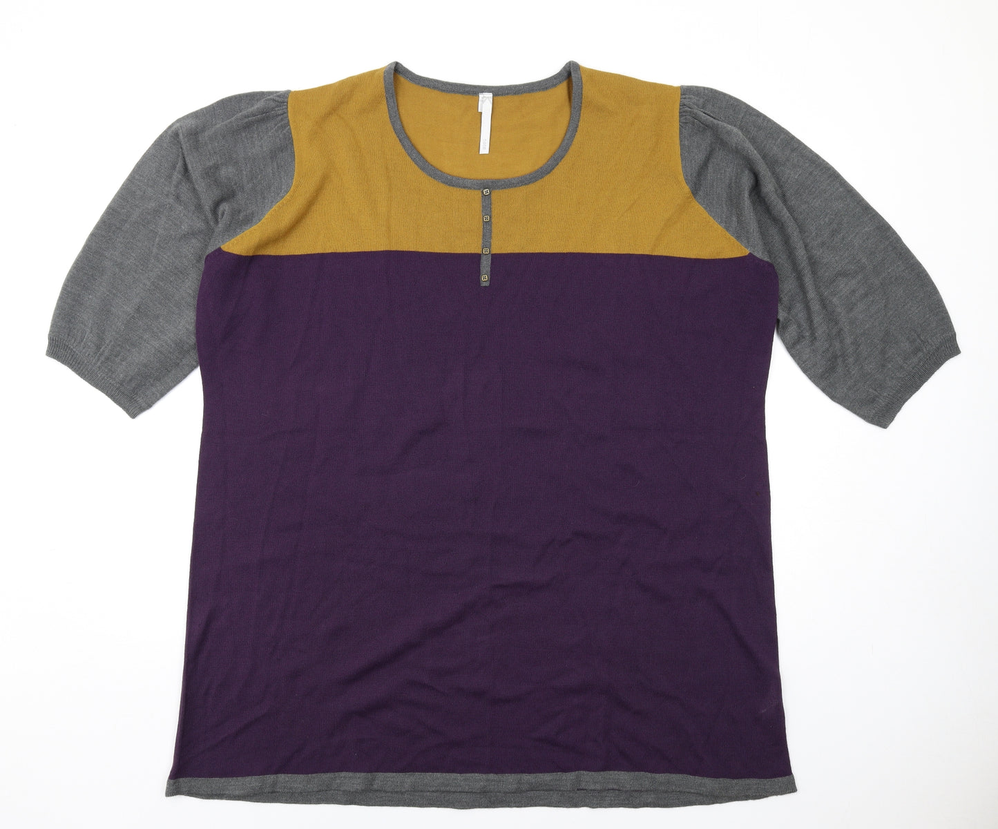 Note Womens Multicoloured Colourblock Acrylic A-Line Size 24 Round Neck Pullover