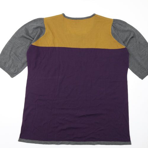 Note Womens Multicoloured Colourblock Acrylic A-Line Size 24 Round Neck Pullover