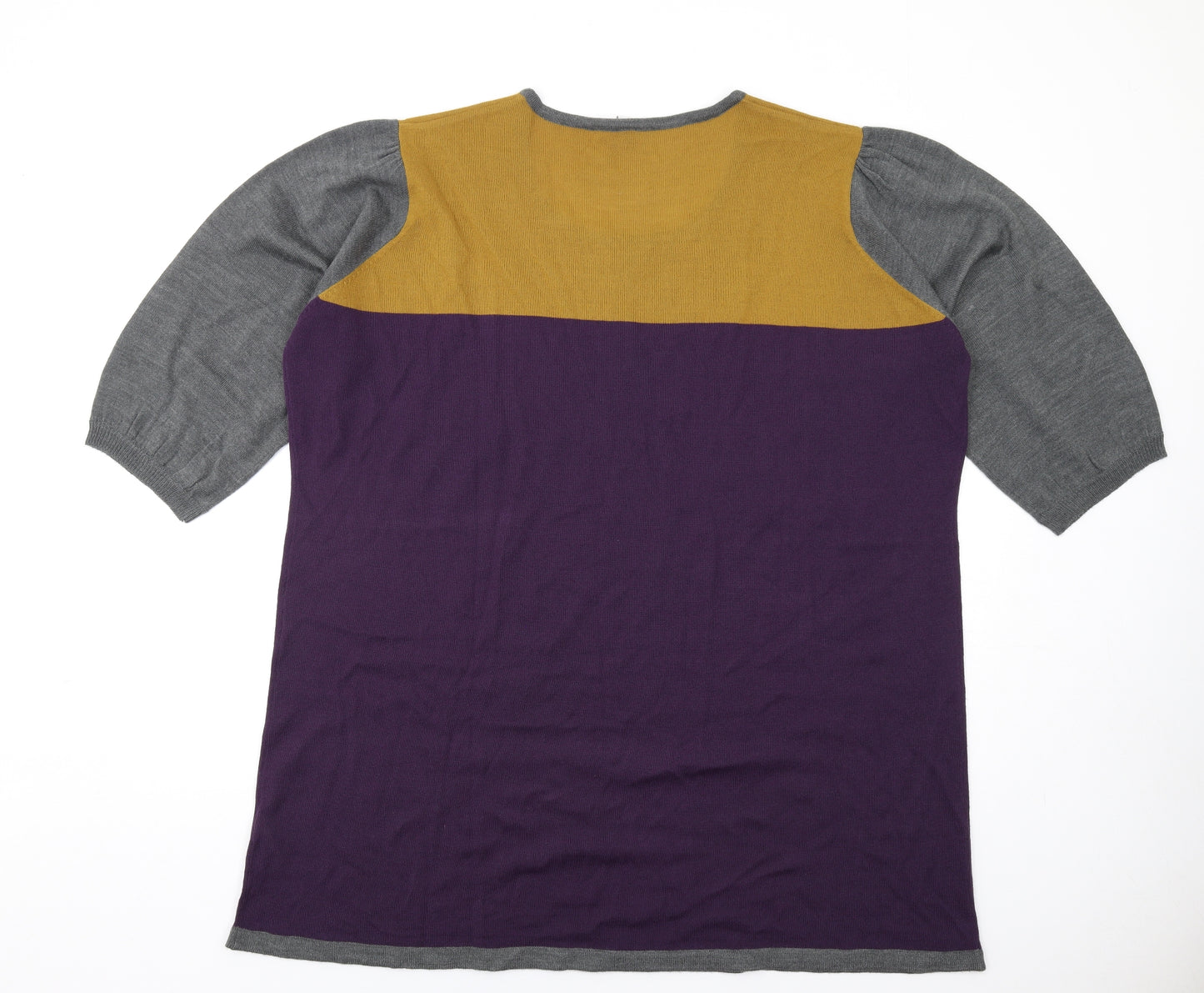 Note Womens Multicoloured Colourblock Acrylic A-Line Size 24 Round Neck Pullover