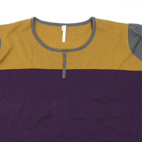 Note Womens Multicoloured Colourblock Acrylic A-Line Size 24 Round Neck Pullover