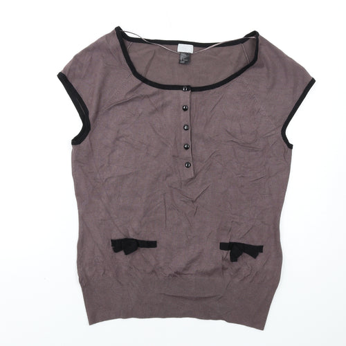 H&M Womens Brown Scoop Neck Viscose Pullover Jumper Size L