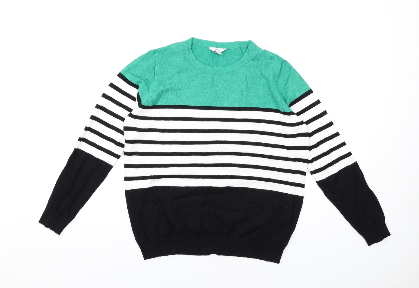 M&Co Womens Multicoloured Round Neck Striped Viscose Pullover Jumper Size 12