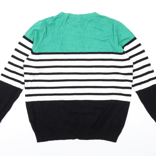 M&Co Womens Multicoloured Round Neck Striped Viscose Pullover Jumper Size 12