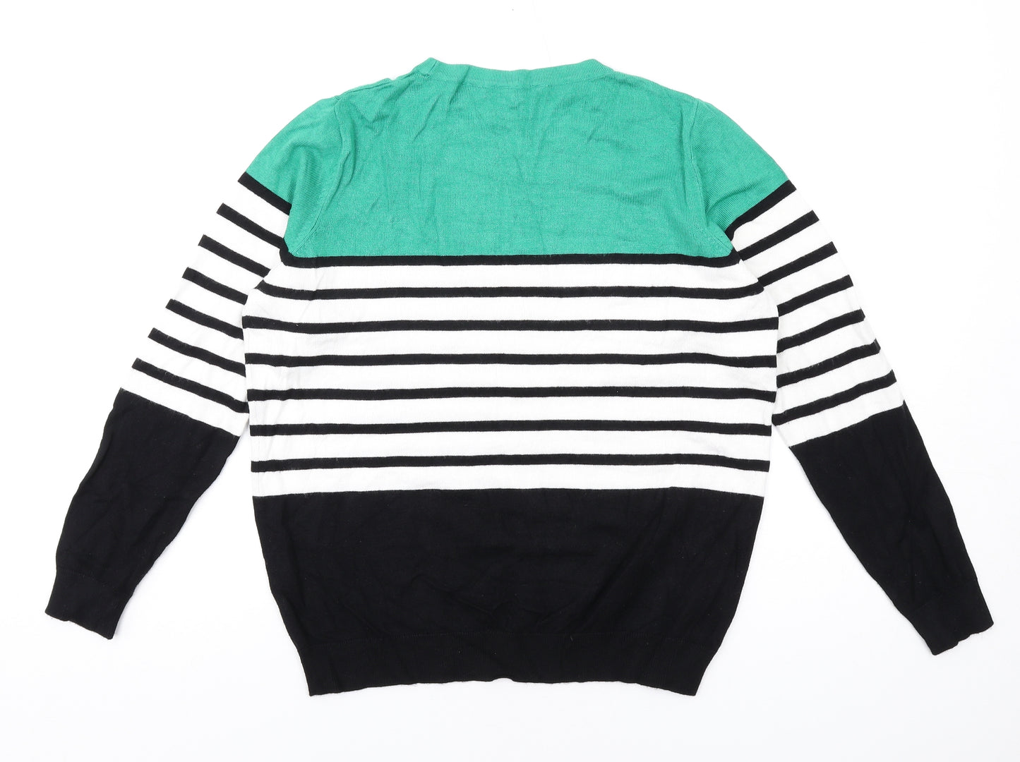 M&Co Womens Multicoloured Round Neck Striped Viscose Pullover Jumper Size 12