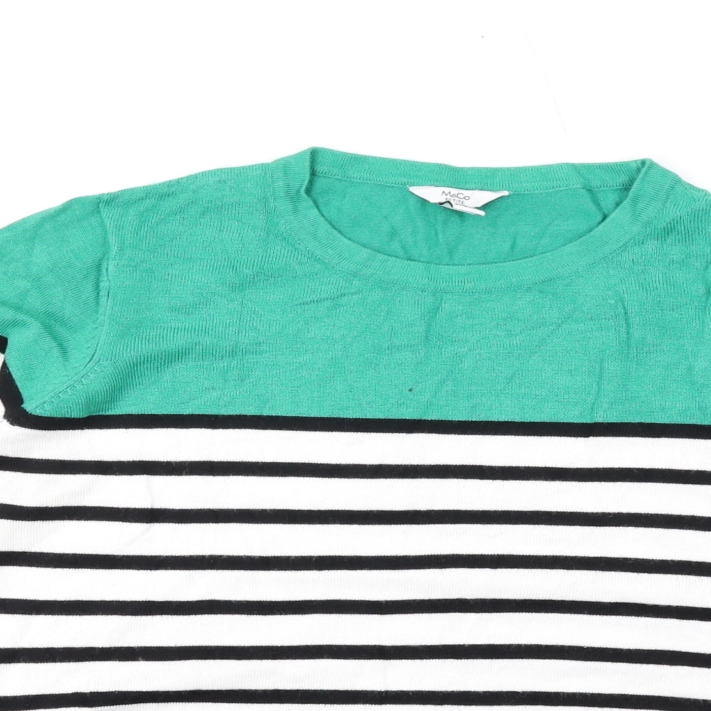 M&Co Womens Multicoloured Round Neck Striped Viscose Pullover Jumper Size 12