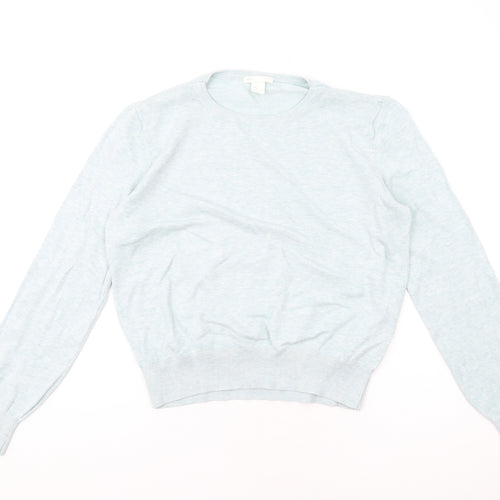 H&M Womens Blue V-Neck Viscose Pullover Jumper Size M