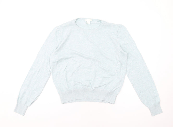 H&M Womens Blue V-Neck Viscose Pullover Jumper Size M