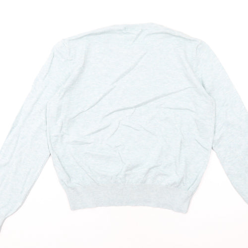 H&M Womens Blue V-Neck Viscose Pullover Jumper Size M