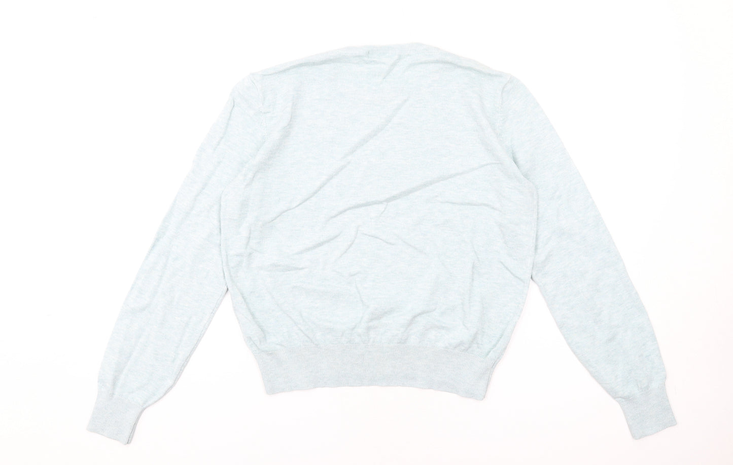 H&M Womens Blue V-Neck Viscose Pullover Jumper Size M