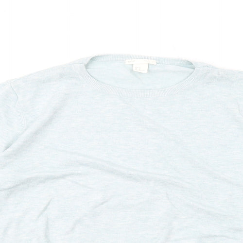 H&M Womens Blue V-Neck Viscose Pullover Jumper Size M