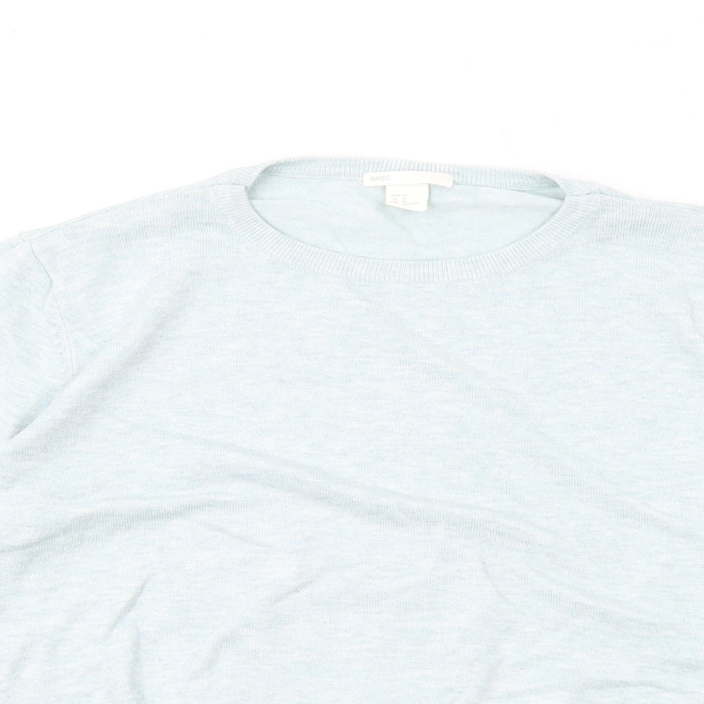 H&M Womens Blue V-Neck Viscose Pullover Jumper Size M