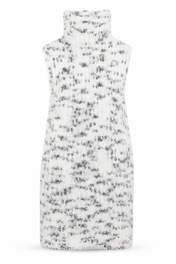 Front view of Zara women’s white polyamide jumper dress, size L, high neck pullover