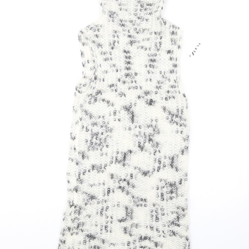 Zara Womens White Polyamide Jumper Dress Size L High Neck Pullover