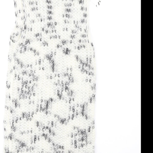 Zara Womens White Polyamide Jumper Dress Size L High Neck Pullover