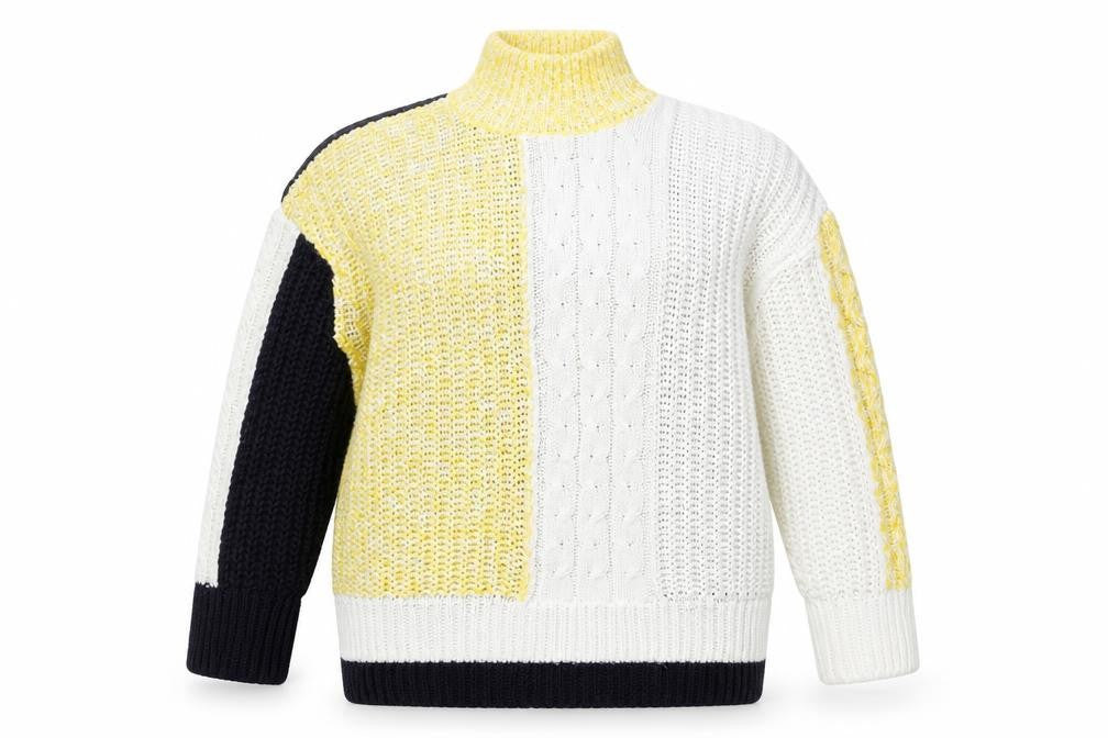 Front view of Marks & Spencer women’s multicoloured high neck acrylic jumper, size M