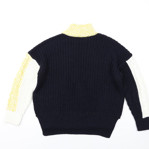 Marks and Spencer Womens Multicoloured High Neck Acrylic Pullover Jumper Size M