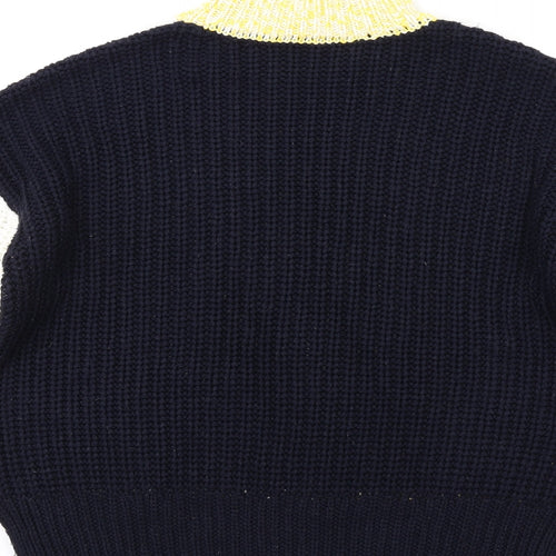 Marks and Spencer Womens Multicoloured High Neck Acrylic Pullover Jumper Size M