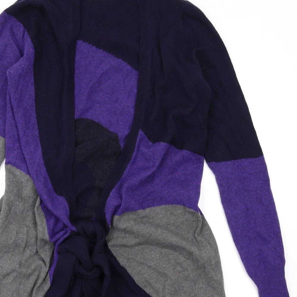 Diane Von Furstenburg Womens Multicoloured V-Neck Geometric Wool Cardigan Jumper Size M