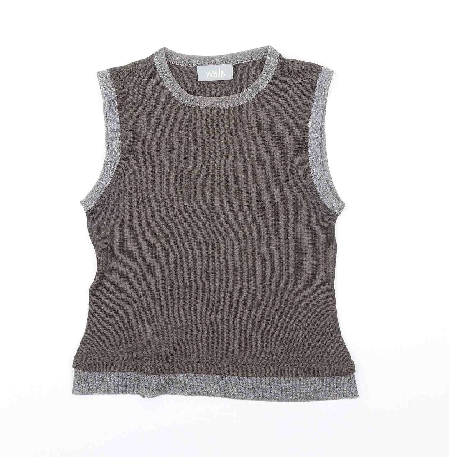 Wallis Womens Brown Viscose Basic Tank Size 12 Round Neck