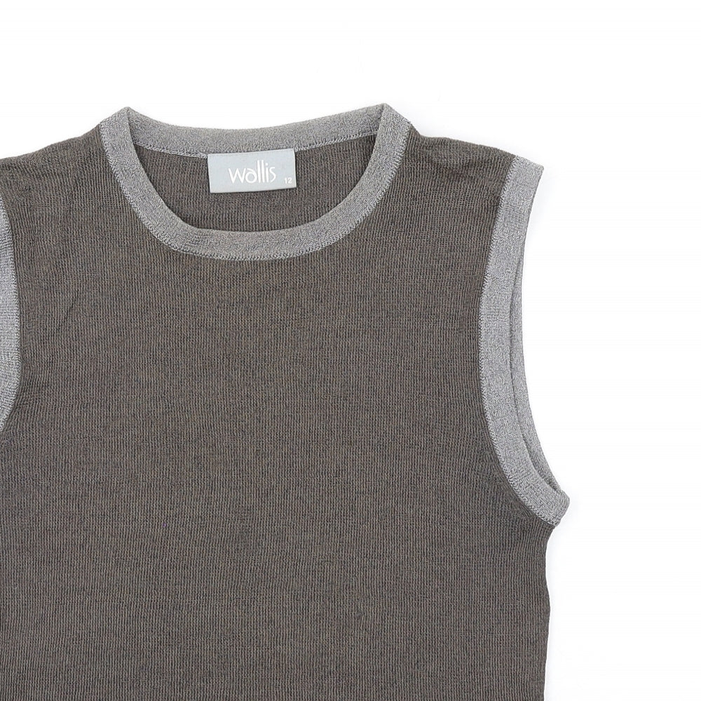 Wallis Womens Brown Viscose Basic Tank Size 12 Round Neck