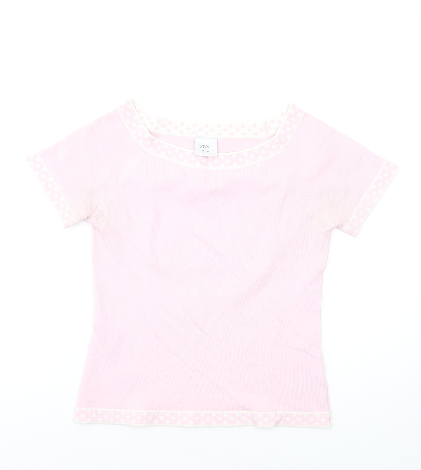 NEXT Womens Pink Acrylic Basic T-Shirt Size 10 Boat Neck