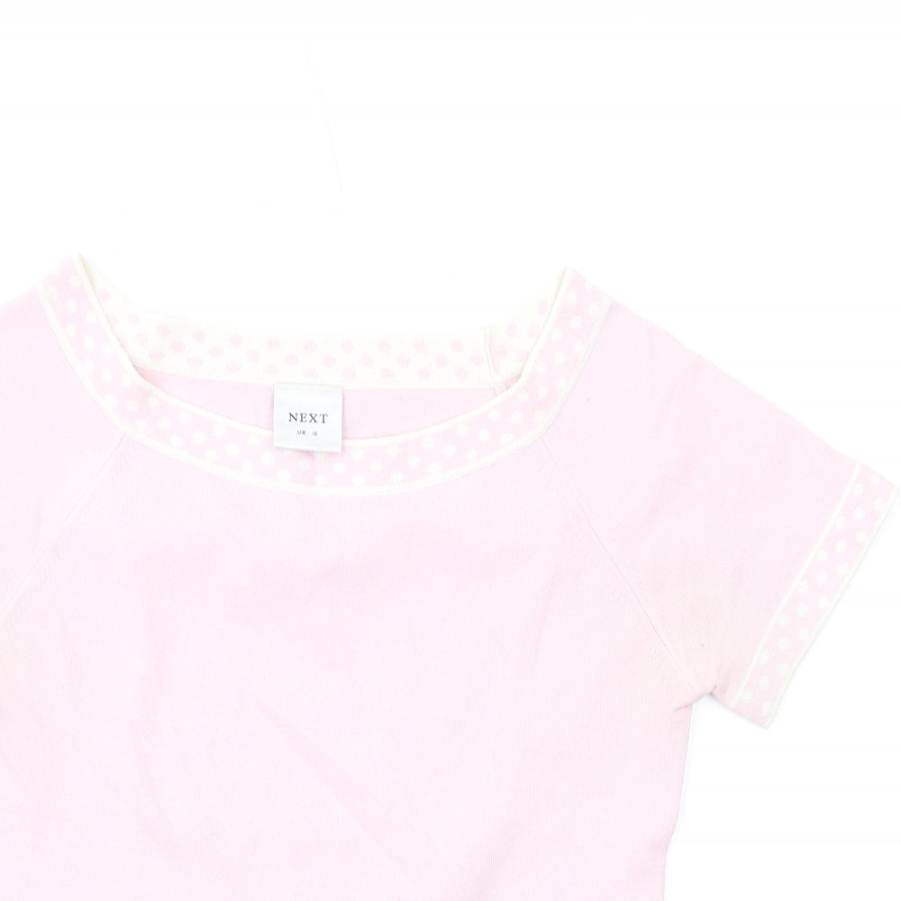 NEXT Womens Pink Acrylic Basic T-Shirt Size 10 Boat Neck