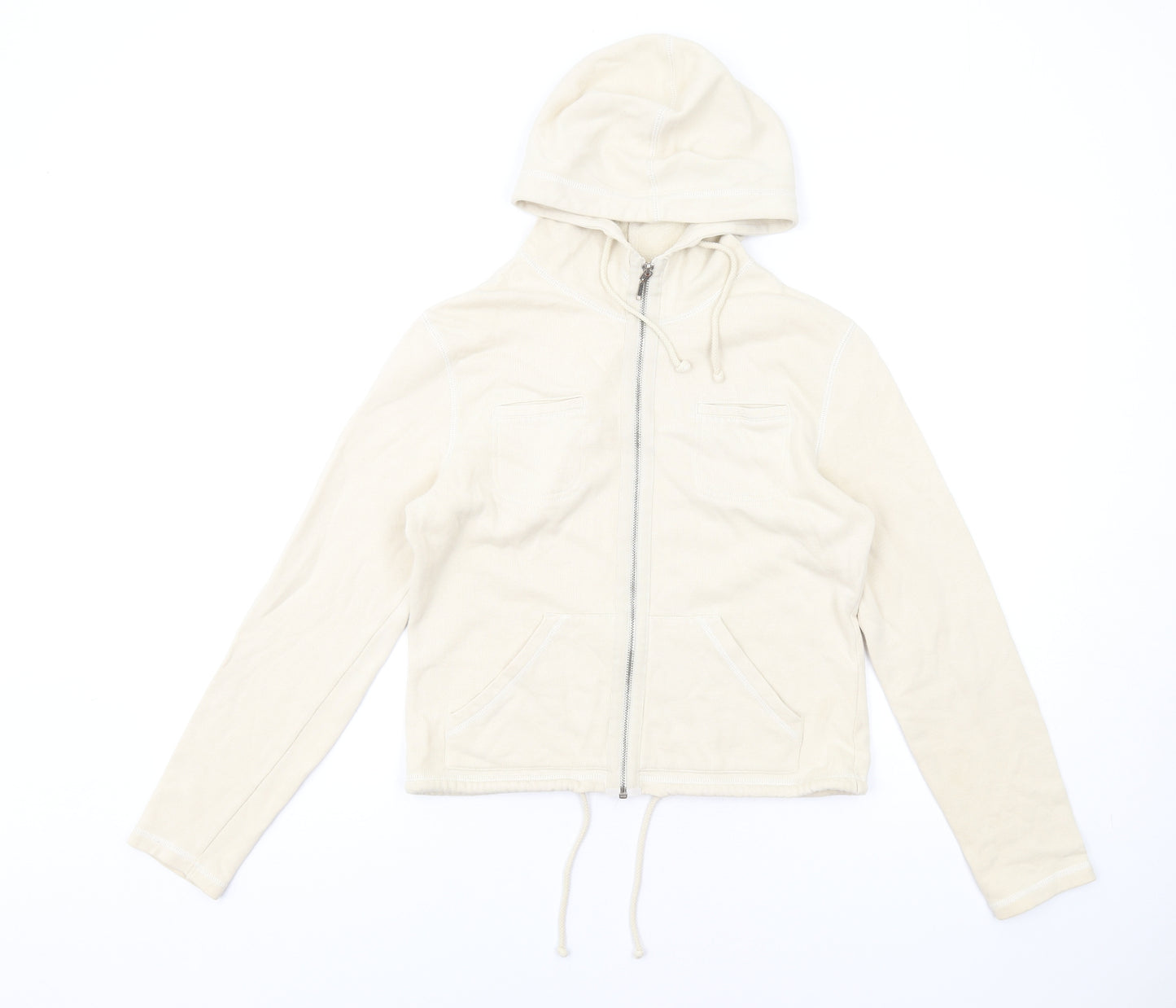 NEXT Womens Beige Cotton Full Zip Hoodie Size 14 Zip