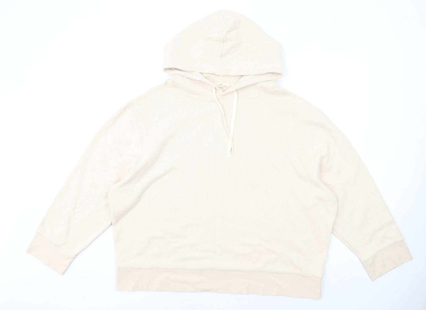 Marks and Spencer Womens Beige Cotton Pullover Hoodie Size 2XL Pullover