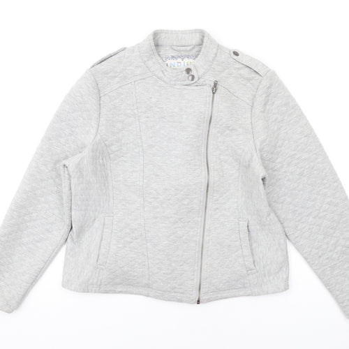 Indigo Womens Grey Quilted Jacket Size 18 Zip