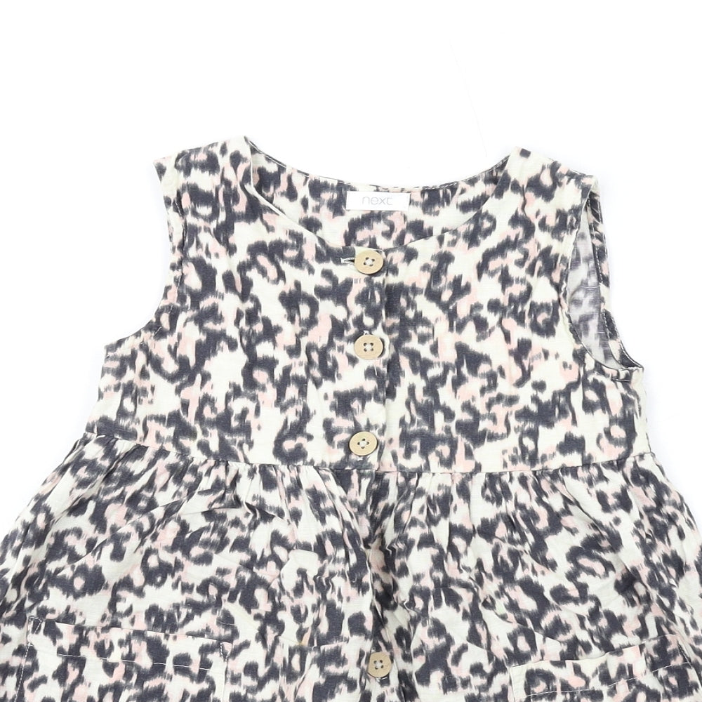 NEXT Girls Multicoloured Animal Print Cotton Trapeze & Swing Size 4-5 Years Round Neck Button