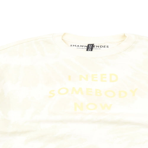 H&M Womens Beige Cotton Pullover Sweatshirt Size S Pullover - Shawn Mendes Tie Dye