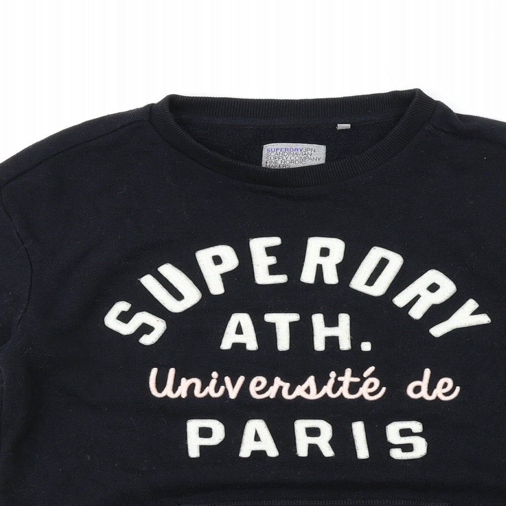 Superdry Womens Black Cotton Pullover Sweatshirt Size S Pullover