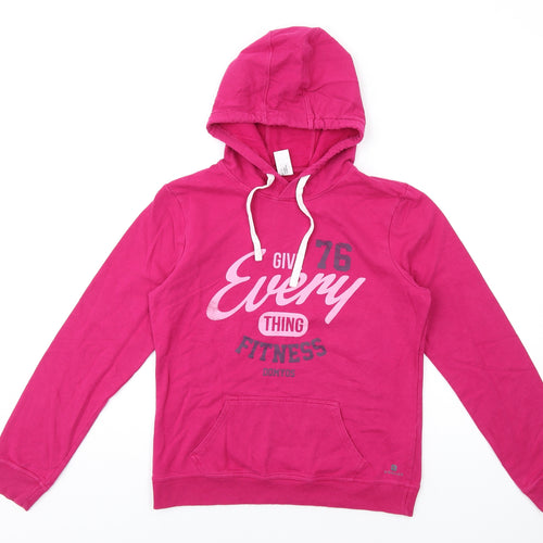 DECATHLON Womens Pink Cotton Pullover Hoodie Size M Pullover