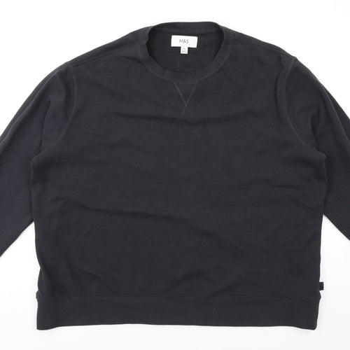 Marks and Spencer Mens Black Cotton Pullover Sweatshirt Size 3XL