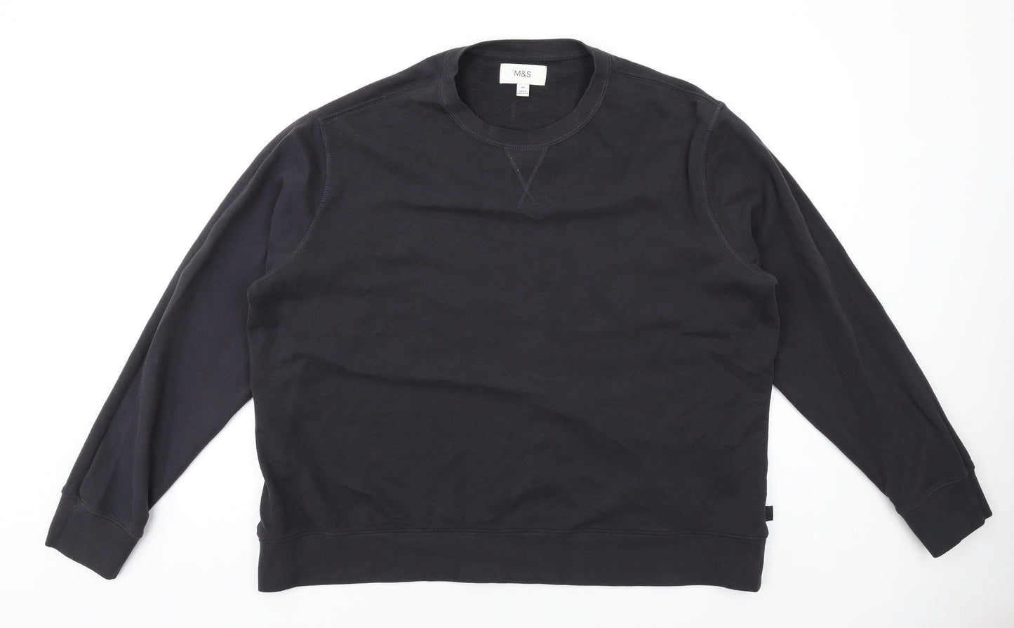 Marks and Spencer Mens Black Cotton Pullover Sweatshirt Size 3XL