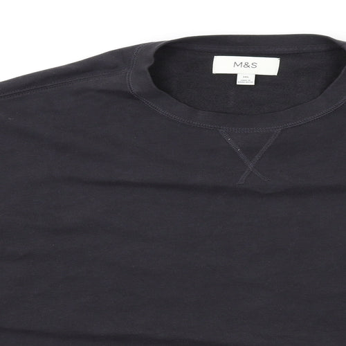 Marks and Spencer Mens Black Cotton Pullover Sweatshirt Size 3XL