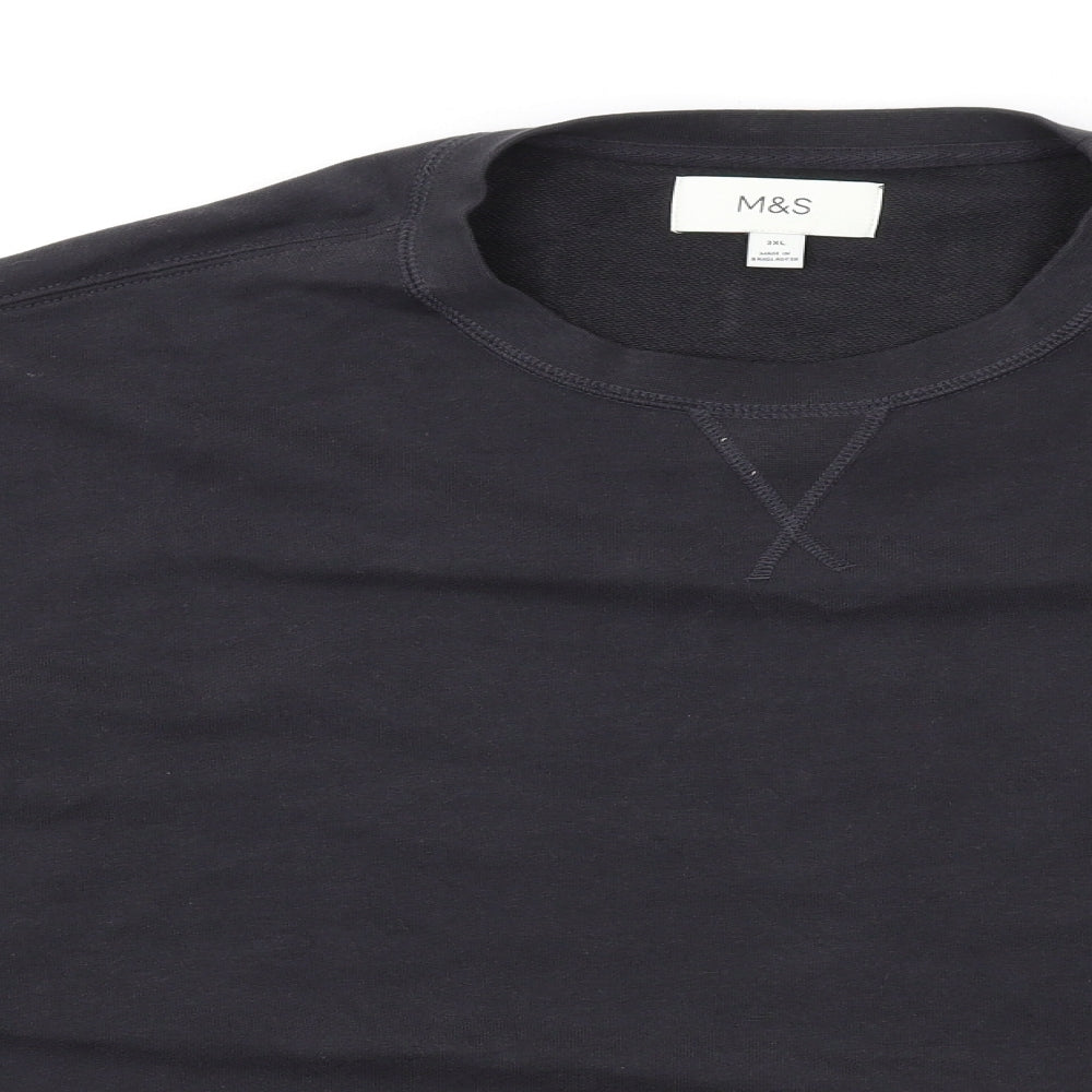 Marks and Spencer Mens Black Cotton Pullover Sweatshirt Size 3XL