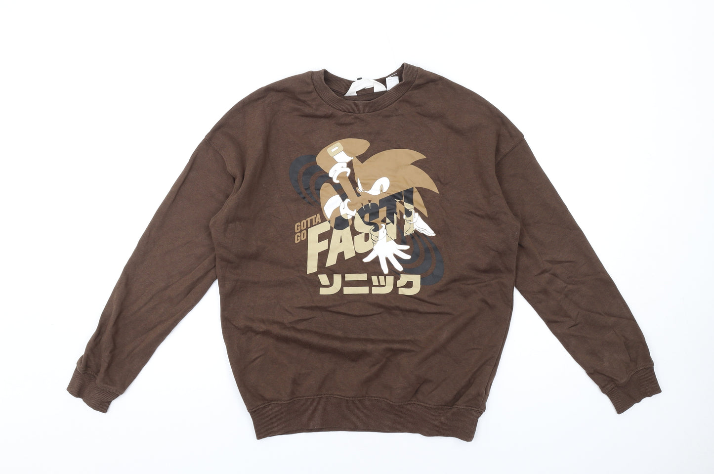 H&M Boys Brown Cotton Pullover Sweatshirt Size 10-11 Years Pullover - Sonic the Hedgehog