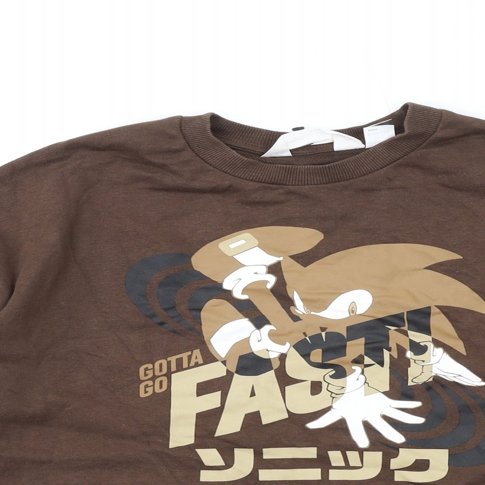 H&M Boys Brown Cotton Pullover Sweatshirt Size 10-11 Years Pullover - Sonic the Hedgehog