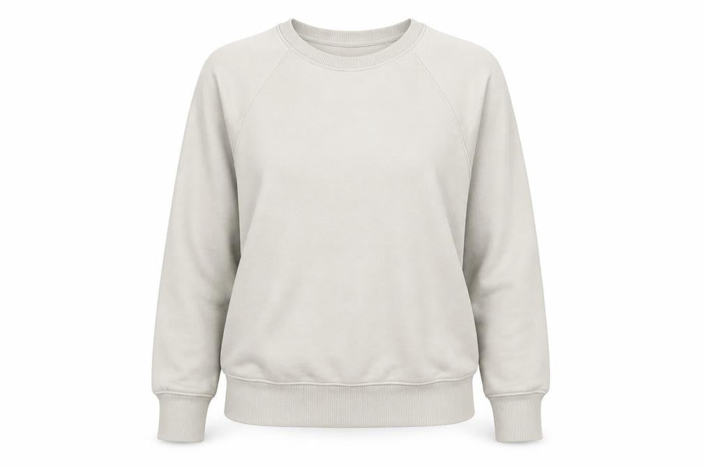 Front view of H&M women’s beige polyester pullover sweatshirt, size XS, pullover