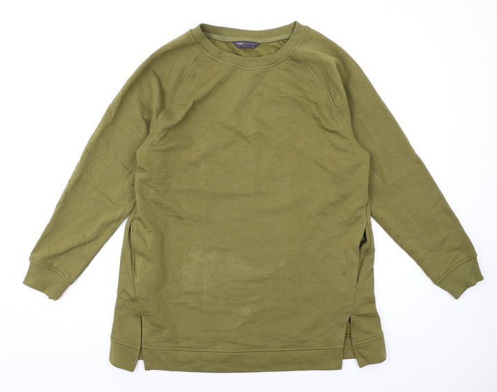 Marks and Spencer Womens Green Cotton Pullover Sweatshirt Size 10 Pullover