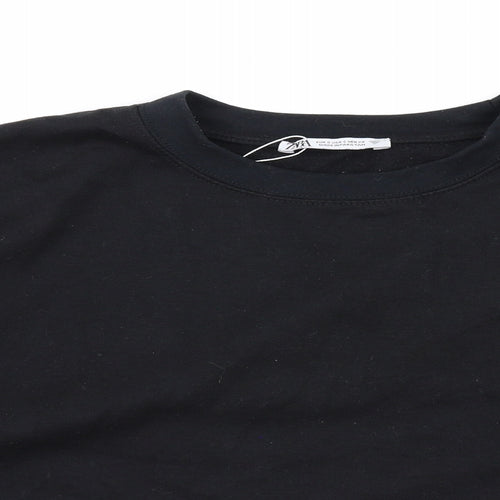 Zara Womens Black Cotton Pullover Sweatshirt Size S Pullover
