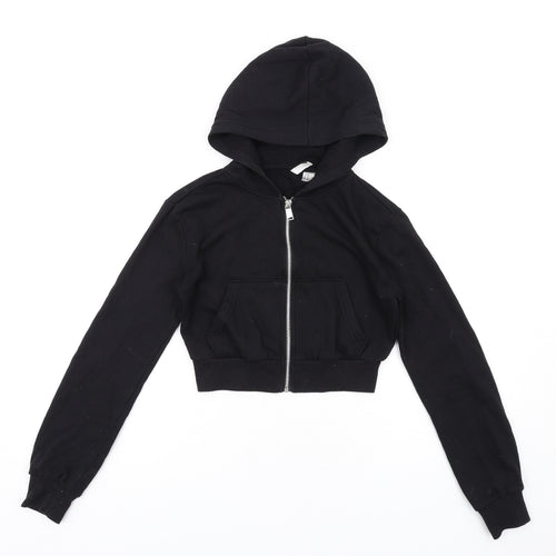 H&M Womens Black Cotton Full Zip Hoodie Size XS Zip