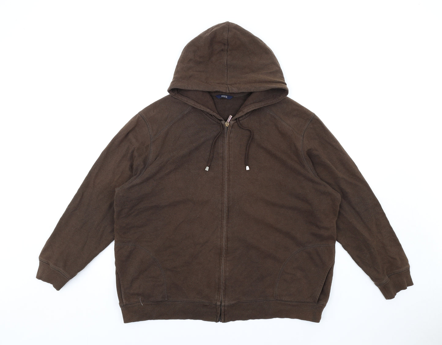 Marks and Spencer Womens Brown Cotton Pullover Hoodie Size 22 Zip