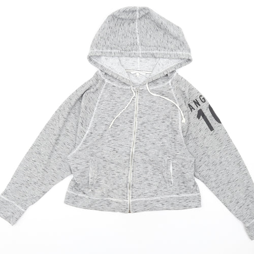 Victoria's Secret Womens Black Striped Cotton Full Zip Hoodie Size L Zip